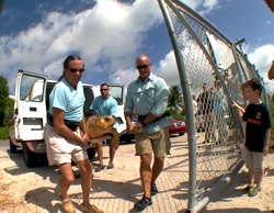 Jim Cantore (right) also assisted in a loggerhead turtle release off Marathon with Turtle Hospital founder Richie Moretti. 